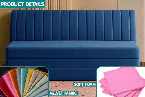 Image of Los Angeles Modern Velvet 3-Seater Sofa Cum Bed, Multipurpose Convertible Sleeper Couch Sofa for Living Room, Bedroom & Office- Blue Color