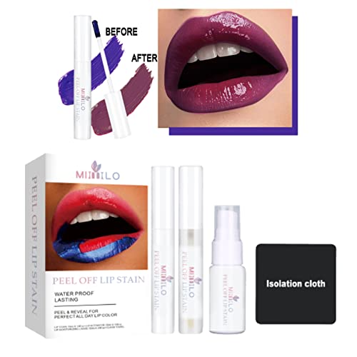 2022 Lip Stain Peel Off, Peel off Lip Stain Set, Lip Tint Peel Off, Blading Peel & Reveal Lip Stain, Natural Base Liquid Lipstick, Nonstick Cup Long Lasting Waterproof Liquid Lipstick (Red-brown)