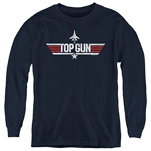 LOGOVISION Top Gun Logo White Youth Long Sleeve T Shirt