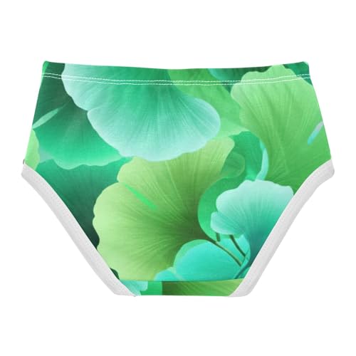 Toddler Underwear Floral 2t Cotton Girl Panties Cute Pattern Kids Undies Briefs Ginkgo Leaves Green Teal2