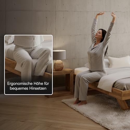 skølm Nornir Massivholzbett 140x200 cm – Bettrahmen aus Massivholz Eiche geölt – hochwertiges Holzbett mit Kufen Bettbeinen – Bettgestell ohne Bettkopf – geeignet als Doppelbett – Bild 7