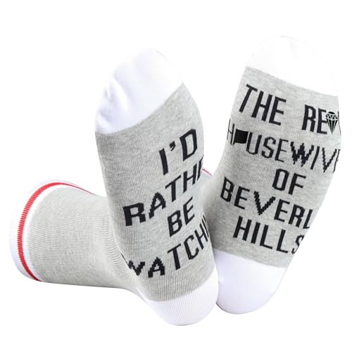 Image of GJTIM 2 Pairs RHOBH Inspired Gift I'd Rather Be Watching RHOBH TV Show Socks Gift for TV Series Lovers (Watching Hills)