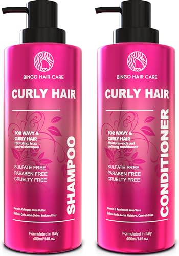 Curly Shampoo and Conditioner Set - Sulfate Free Moisturizing Formula - Deep Treatment for Curly and...