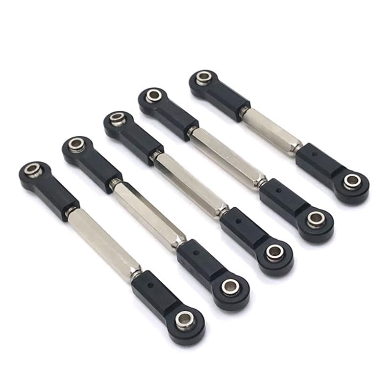 5Pcs Metal Steering Link Rod Servo Rod EA1018 EA1019 for JLB Racing Cheetah 11101 21101 J3 Speed RC Car Upgrade Parts(Black)