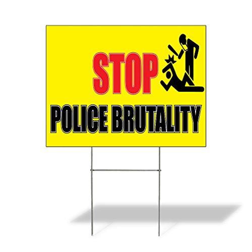Plastic Weatherproof Yard Sign Stop Police Brutality #3 Red for Sale Sign One Side 18inx12in