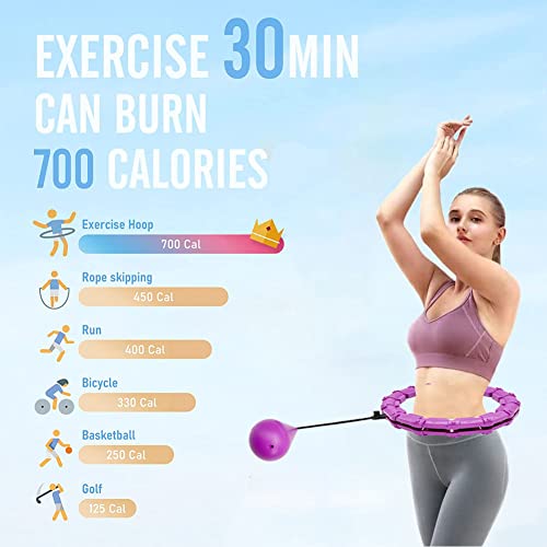 Foto von Weighted Hula Hoop,Smart Hula Hoop with Weight Ball 24 Knots Detachable and Adjustable Fitness Hula Hoops and Auto Spinning Weighted Ball for Kids Adults Wight Loss/Exercise/Slimming-Purple