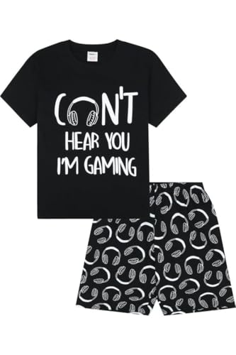 ThePyjamaFactory Jungen Can't Hear You I'm Gaming Kurzer Schlafanzug aus...