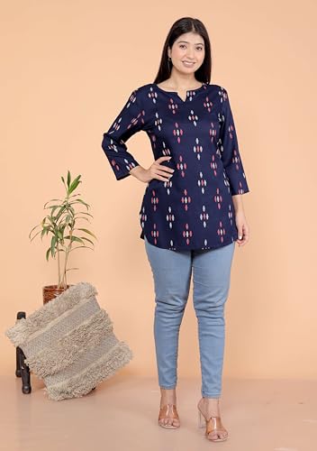 Image of Malikcraft Women's Rayon Printed Short Kurti Stylish Kurta for Women Trendy Short Kurta for Daily & Office Wear PR1