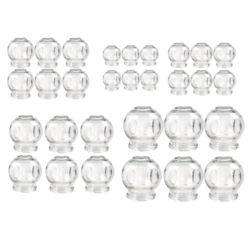 Set di coppettazioni in vetro, coppette per massaggio sottovuoto per rilassamento muscolare e sollievo dal dolore, in vetro Hijama Hacamat, coppettazione Cupping Banki (30 pezzi, 5 taglie)