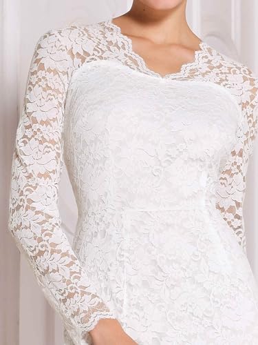Image of Hobemty Women's Floral Lace Dress V Neck Long Sleeve Cocktail Wedding Bodycon Pencil Dresses