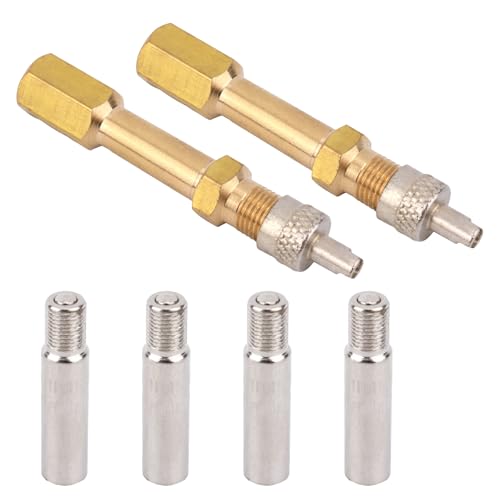 4 Valve Extender & 2 Valve Stem Extension, 39mm & 50mm Heavy-Duty Brass Tire Adapter with Straight Bore Design Air Inflation Extenders Universal Fit for Car Truck Motorcycle Bike Mower Scooter