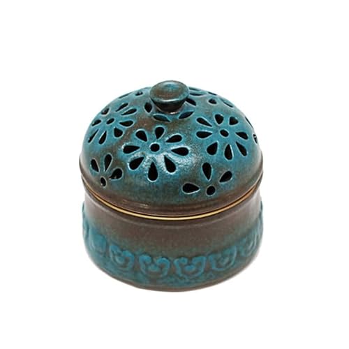 XYUERU Ceramic garlic, kitchen garlic pot with lid, vented fresh garlic storage, onion pot decoration storage retro ventilated for onions