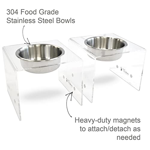 Petfusion Elevated Dog Bowls, Cat Bowls | Innovative Raised Pet Feeder With Embedded Magnets, Attach, Detach, Add On, Mix & Match | Short 4" & Tall 9" Elevated Feeder, Singles Or Pairs | 12 Month Warr #TOP2