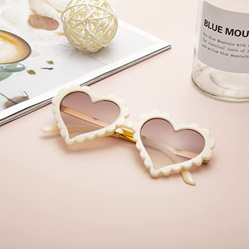 Coasion Kids Heart Girls Sunglasses Uv 400 Protection For Toddler Party Beach Shades Age 3-10 (Beige) #TOP5