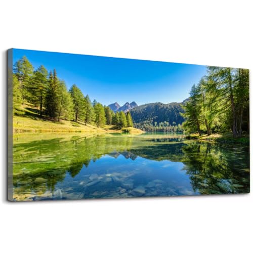 Wibinuki Canvas Wall Art Mountain Lake Palpuogna Albula Pass in September Grisons for Living Room Bedroom Bathroom Home Decor Ready to Hang 40"x20"