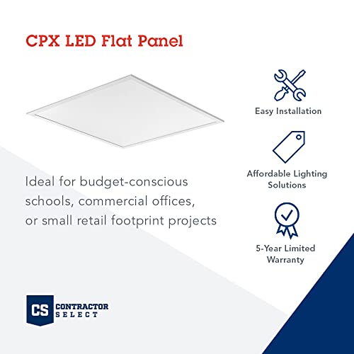 Image of Lithonia Lighting CPX 2x2 LED Flat Panel Light, 2 ft. x 2 ft. LED Light Panel, Ceiling Lighting Fixture for Shop Lighting, 3200 Lumens, 4000K Cool White, A12 Prismatic Lens, White
