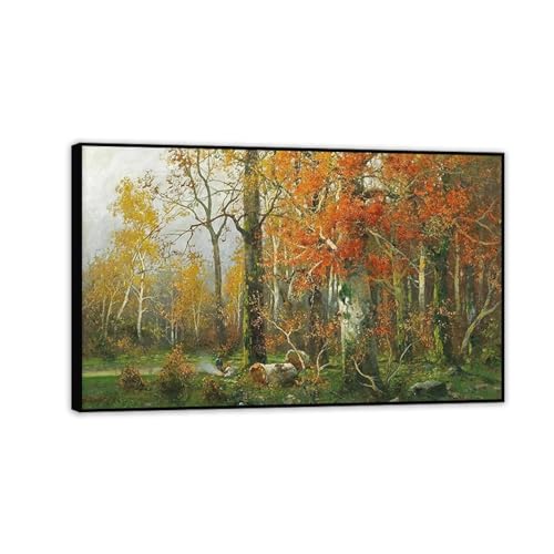Peinture à l'huile d'automne Adolf Kaufmann 95x60cm avec cadre noir
