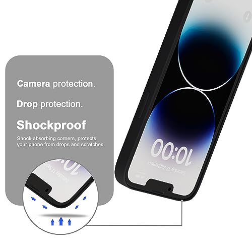 Image of amazon basics Liquid Silicone Case for iPhone 13| Shockproof, with Drop and Camera Protection | Soft Microfiber Lining Inside| Silicone Cover for iPhone 13 - Black