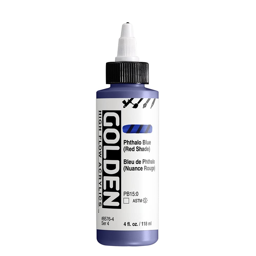 Peinture acrylique GOLDEN haut débit bleu phtalo 118 ml pour éviter les grumeaux