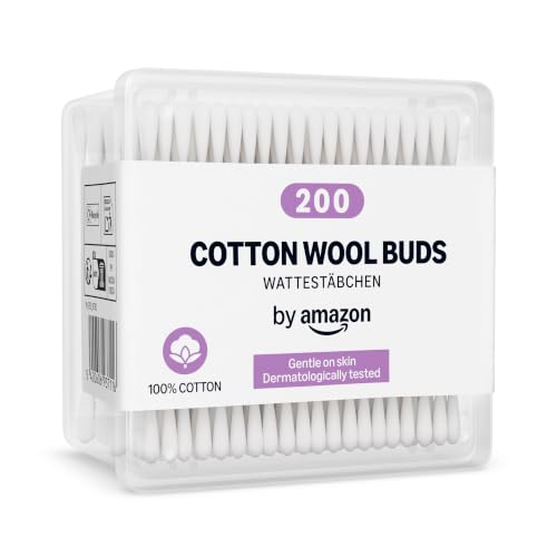 by Amazon Bastoncillos de algodón, 100% algodón, 200 unidades