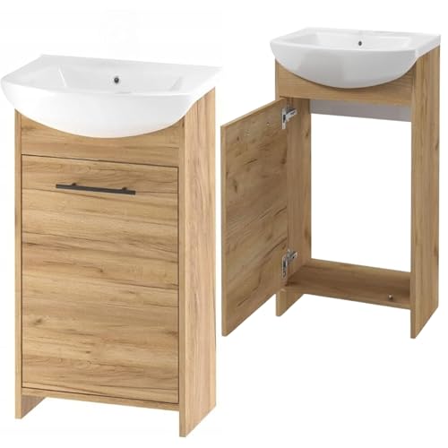 .Deftrans Lavabo con mobiletto, 46,5 x 24,5 x 84 cm, lavabo con mobiletto, 45 cm, in legno