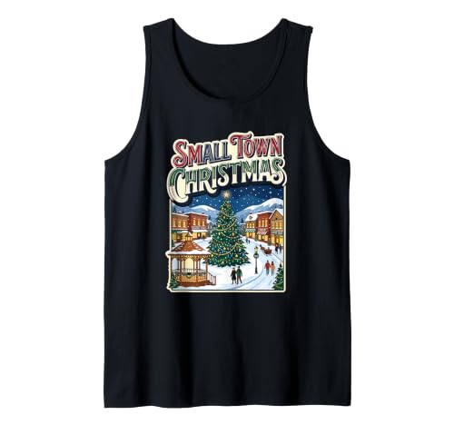 Small Town Christmas Winter Village Snowy Tree Gazebo Street Sleeveless Tank Top