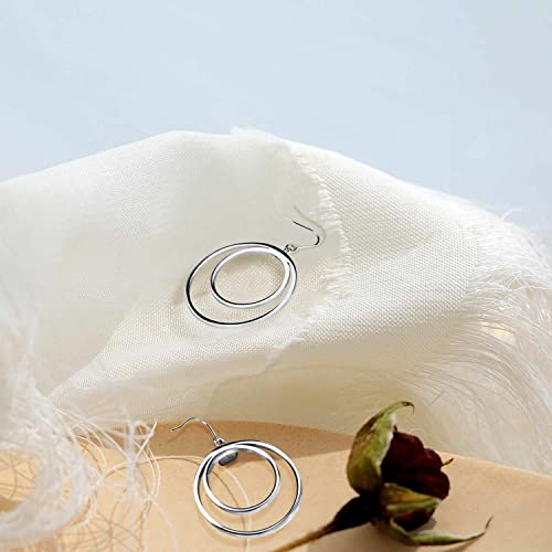 Gumena Gold/Silver Hoop Earrings For Women 18K Gold Plated Circle Dangle Earrings For Women Trendy Surgical Steel Titanium Hypoallergenic Earrings Mother's Day Gifts #TOP5