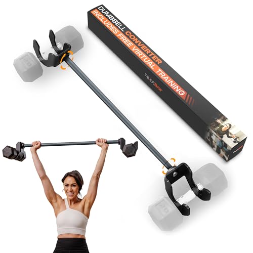 PivotBar Dumbbell Barbell Converter Bar, Self-Balancing Rotating Ends, Convert Dumbbell Bar To Barbell Set, Full Foam Steel Bar, Under 3ft Long Grip ,Compatible With All Dumbbell Sizes Up to 200 LB Max - Black