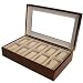 Wood Watch Box for 10 Watches Cherry Finish XL Extra Large Compartments Soft Cushions Clearance Window