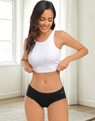 Image of coskefy Womens Underwear Cotton Hipster Panties Low Rise Breathable Ladies Bikini Undies 6 Packs