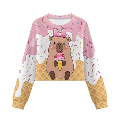 Crop Tops for Kids Sweatshirts Long Sleeve Graphic Tee Shirts for Girls2