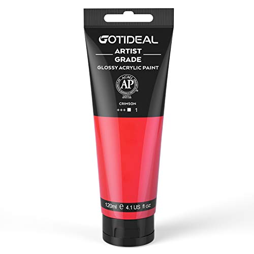 GOTIDEAL Acrylic Paint Crimson Tubes(120ml, 4.1 oz) Non Toxic Non