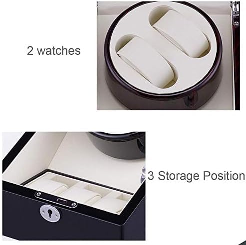 FENOKD Mechanical Watch Shaker Mute Watch Winder, for 2 Watches + 3 Storage Position Automatic Winding Box with Lock 5 Rotation Modes Piano Paint