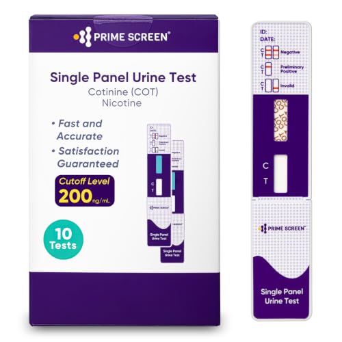 Prime Screen [10 Pack] Nicotine Tobacco Cotinine Urine Test Kit - Urine Dip Card Testing Cotinine from Smoking - WCOT-114