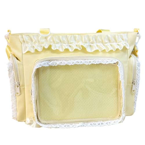 Ita Bag sac à bandoulière jaune en nylon style japonais avec fenêtre transparente pour pin's