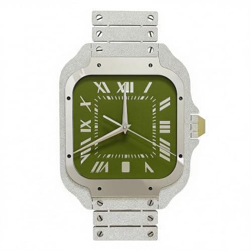 Luxury Wristwatch Shape Green Wall Clock Battery Operated for Watch Lovers