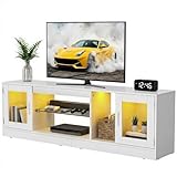 Amplio espacio de almacenamiento con un diseño inteligente: este mueble de TV ofrece una organización óptima para su salón: con 2 armarios cerrados y 3 estantes abiertos y una bandeja de cristal ajustable en altura, cualquier dispositivo, desde la consola de juegos hasta la barra de sonido, encontrará su lugar