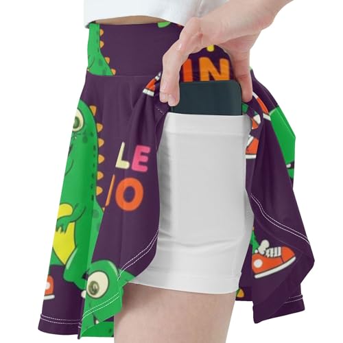 Summer Girls' Shorts Athletic Skorts Kids Tennis Skirts Cheer Skirt Cute Green Cartoon Dinosaur Sneakers 4t 6