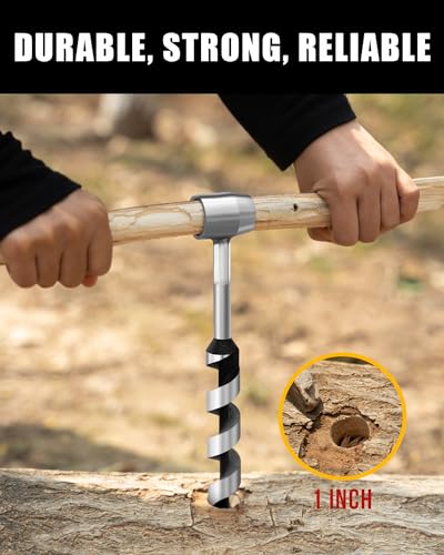 BURTOK Upgrade Handbohrer Bushcraft,Outdoor Holzbohrer aus Hochwertigem Stahl mit PU Ledertasche,ideal für Bushcraft Ausrüstung, Survival und DIY