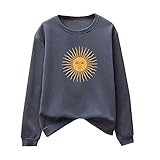 Lässiges Damen-Sweatshirt mit O-Ausschnitt, Sonne und Mond, rund, langärmlig 5112 nbluse formelle carvica aop hemdbluse-regular fit-langarm-leinen nmmathilde asymetrisch alltag cl1143s22 3-er l