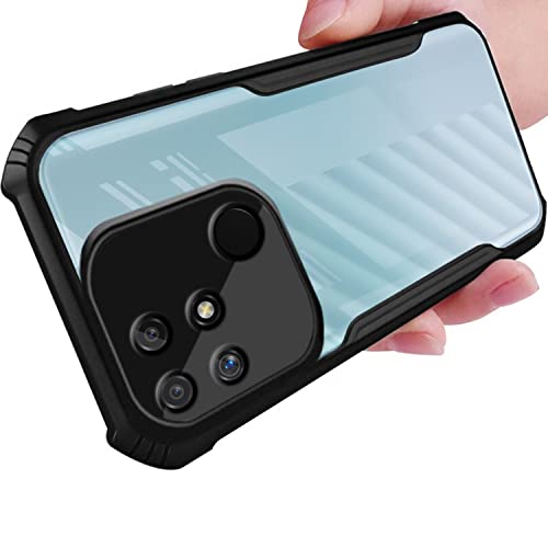 Image of Pikkme Realme Narzo 50A Plastic Back Cover Crystal Clear Transparent Back Ultra Hybrid Full Camera Protection Raised Edge with 360 Degree Protection Bumper Back Cover for Realme Narzo 50A (Black)