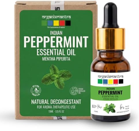 Organix Mantra Peppermint Oil for Skin, Hair, Personal Care & DIY - 100% Natural & Steam Distilled Oil - 15ML