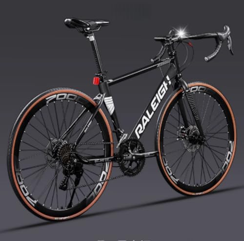 Dazzixエアロロードバイク 700C×40C ロードバイク 高炭素鋼フレーム 自転車 内部配線 ディスクブレーキ 24/27/30段変速 街乗り 通勤 通学 (ドロップハンドル/30スピード,オブシディアンブラック)