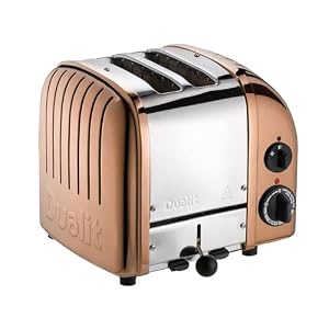 Dualit Classic 2 Slice Vario Toaster| Stainless Steel, Hand Built in the UK| Replaceable ProHeat Elements| Heat Two or Four Slots, Defrost Bread, Mechanical Timer| Replaceable parts|Copper, 27450