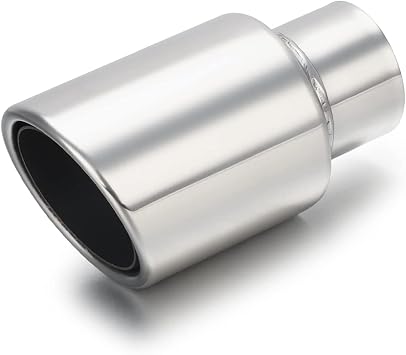 2.25" inlet Universal Diesel Exhaust Tip 3.5" Outlet 6.25" Long Tail Tip, Polished & Double Wall Angle Cut