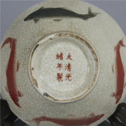 Cuenco de porcelana de 12,5 cm de peces estilo Qing Guangxu YTDJJWLS 7