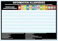 Allergentabelle – Anzeige OBLIGATORISCH für jede Gastronomie-Einrichtung – Querformat schwarz – Anzeige DIN A4 laminiert, matt