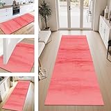 ZESEWU Teppich Läufer Flur Küche rutschfest Rot Abstrakt Teppichläufer Kücheläufer Waschbar 50X180CM Meterware Küchenteppich Flurteppich für Wohnraum Schlafzimmer Kinderzimmer Schmutzfangläufer