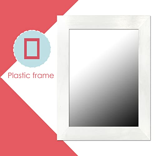 Home Basics Contemporary Rectangle Wall Mirror, Hangs Vertical Or Horizontal, (White) #TOP1