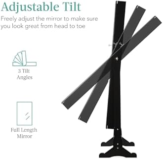 Best Choice Products Freestanding Jewelry Armoire Cabinet, Full Length Standing Mirror, Lockable Makeup Storage Organizer, w/Velvet Lining, 3 Angles, Lock, Accessory Pouch, 5 Shelves - Black